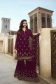 Wine Georgette Palazzo Suit