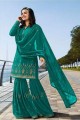Exquisite Turquoise Blue Georgette Palazzo Suit