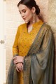Fashionable Yellow Art Silk Palazzo Suit