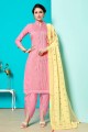Dazzling Pink Jam Cotton Churidar Suit