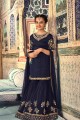 Classy Navy Blue Satin Georgette Palazzo Suit