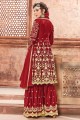 Stylish Red Satin Georgette Palazzo Suit