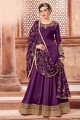 Purple Satin Georgette Anarkali Suit