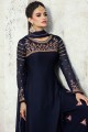 Delicate Navy Blue Satin Georgette Palazzo Suit
