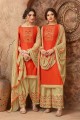 Designer Orange Cotton Palazzo Suit