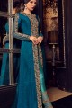Gown-Aqua Blue, Jacket- Blue Gown-Net, Jacket-Art Silk Anarkali Suit