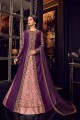 Gown- Pink, Jacket- Purple Gown-Net, Jacket-Art Silk Anarkali Suit