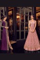 Gown- Pink, Jacket- Purple Gown-Net, Jacket-Art Silk Anarkali Suit