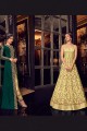 Gown- Light Yellow, Jacket- Pine Green Gown-Net, Jacket-Art Silk Anarkali Suit