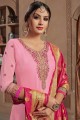 Latest Ethnic Pink Satin Georgette Palazzo Suit