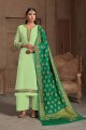 Pastel Green Satin Georgette Palazzo Suit