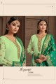 Pastel Green Satin Georgette Palazzo Suit