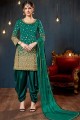 Teal Green Tafeta Art Silk Punjabi Suit
