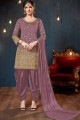 Mauve Tafeta Art Silk Punjabi Suit