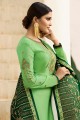 Classy Green Satin Georgette Palazzo Suit