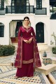 Contemporary Magenta Pink Satin Georgette Palazzo Suit