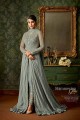 Steel Blue Silk Georgette & Net Anarkali Suit
