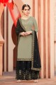 Appealing Pastel Green Georgette Palazzo Suit