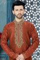 Rust Giccha Silk Ethnic Wear Kurta Kurta Pajama