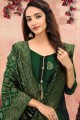 Green Banarsi Jacquard Churidar Suit in Banarsi Jacquard