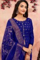 Royal Blue Churidar Suit with Banarsi Jacquard