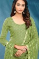 Light Green Silk Salwar Kameez with Cotton