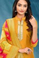 Cotton Salwar Salwar Kameez in Yellow Silk