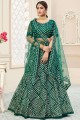 Luring Net Lehenga Choli in Green with Embroidery