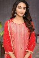 Chanderi Churidar Suit with Chanderi in Light Red