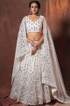 Georgette Lehenga Choli in White with Embroidery