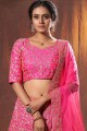 Pink Art silk Wedding Lehenga Choli