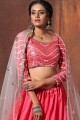 Neon pink Art silk Wedding Lehenga Choli