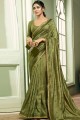 Embroidered Art Silk Saree in Light Mahendi Green with Blouse