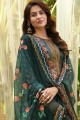 Teal  Cotton Sharara Suit with Cotton