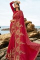 Fascinating Rani Pink Embroidered Saree in Art Silk