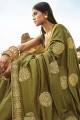 Art Silk Olive Green Saree in Embroidered