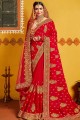Delicate Red Embroidered Art Silk Saree