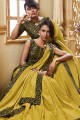 Lace Border Art Silk Saree in Pista Green with Blouse