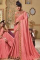 Lace Border Art Silk Saree in Pink with Blouse