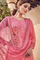 Light Pink Silk Palazzo Suit in Viscose