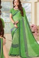 Green Georgette Printed Saree with Blouse