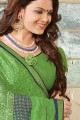 Green Georgette Printed Saree with Blouse