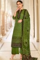 Green Cotton Eid Palazzo Suit in Cotton