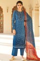 Blue Palazzo Pant Eid Palazzo Suit in Cotton with Cotton