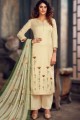 Cream Palazzo Suit in Jacquard with Jacquard