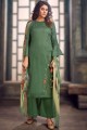 Rama Green Palazzo Suit with Jacquard Jacquard