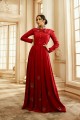 Maroon Cotton and rayon Gown Dress