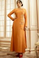 Dark fawn orange Cotton and rayon Gown Dress
