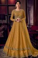 Yellow Churidar Eid Anarkali Suit in Net with Net