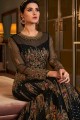 Eid Anarkali Suit in Black Net with Net